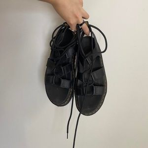 Dr. Martens Black nartilla platform gladiator tie up sandals